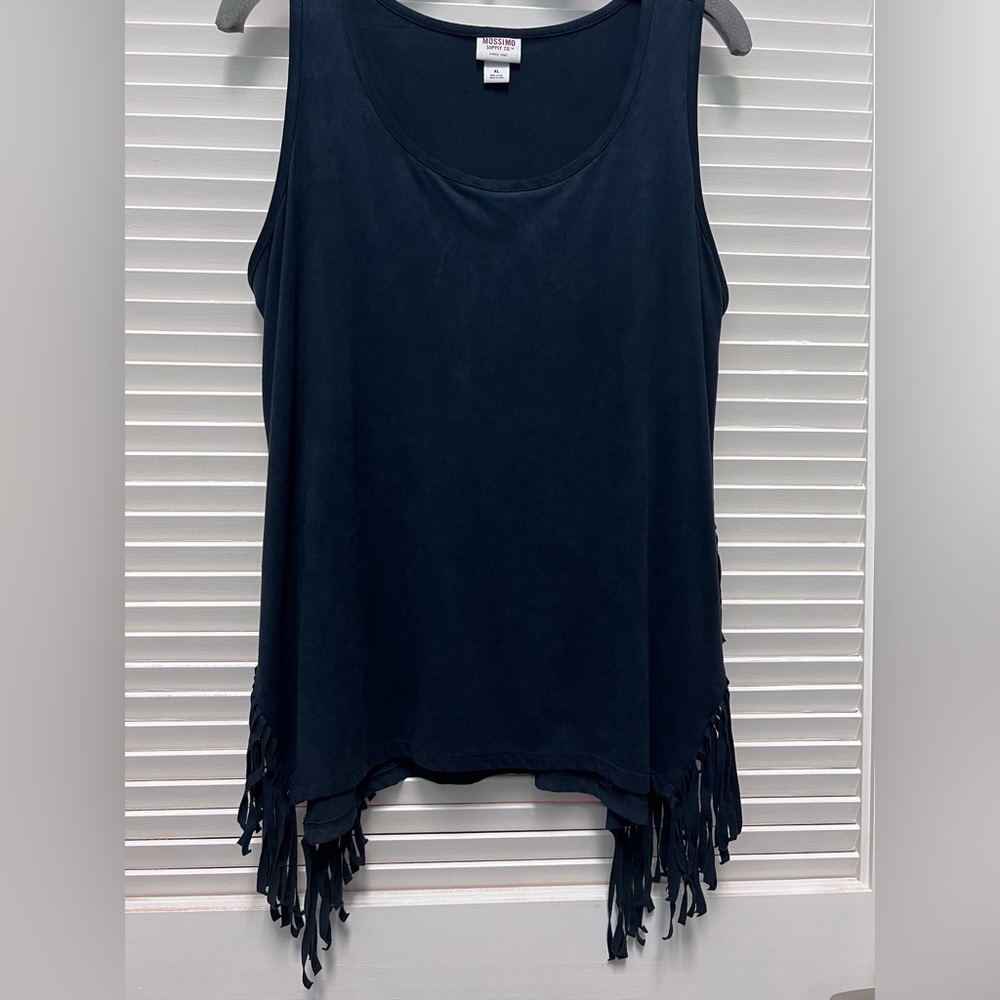 Fringed Sueded Fabric Top